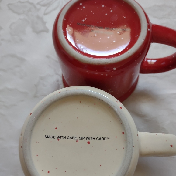 2 ceramic mugs red beige tea coffee - Picture 6 of 7